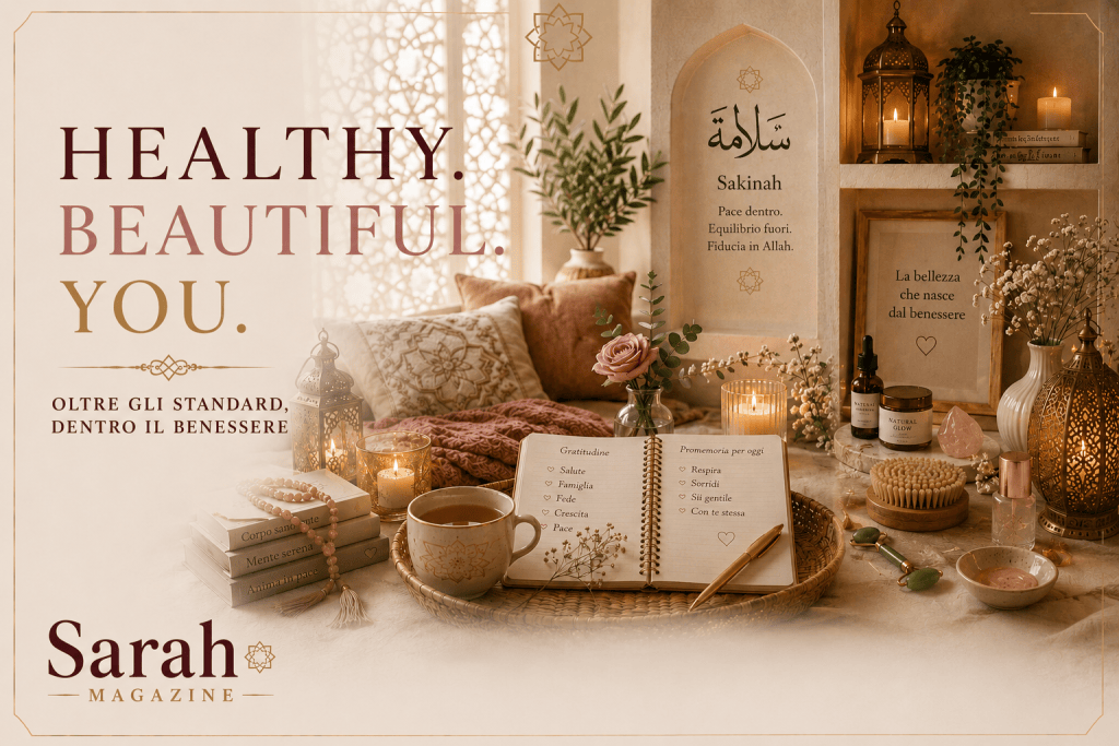 Cura di sé e benessere femminile con angolo relax, journal, skincare naturale, lanterne e atmosfera accogliente | Healthy. Beautiful. You. | Sarah Magazine